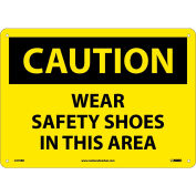 Safety Signs - Caution Wear Safety Shoes - Rigid Plastic 10"H X 14"W