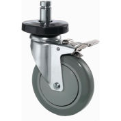 Nexel® Stainless Steel Stem Casters - Set of (4) 5" Polyurethane, (2) with Brakes 1200 Lb. Cap.