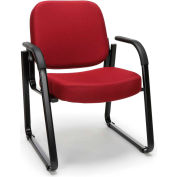 OFM Guest and Reception Chair with Arms and Extra Thick Cushion, Fabric, Wine