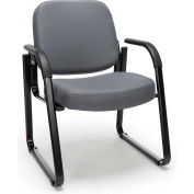 OFM Model 403 Guest and Reception Chair with Arms and Extra Thick Cushion, Fabric, Gray