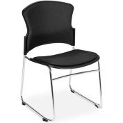 OFM Multi-Use Stack Chair with Fabric Seat and Back, Black - Pkg Qty 4