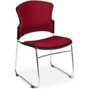 OFM Multi-Use Stack Chair with Fabric Seat and Back, Wine - Pkg Qty 4