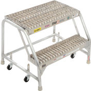 2 Step Aluminum Rolling Ladder, 24"W Grip Step, W/O Handrails - WLAR002245