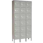 Global Industrial Locker Six Tier 12x15x12 18 Door Ready To Assemble Gray