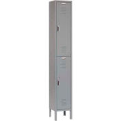 Paramount® Locker Double Tier 12x12x36 2 Door Ready To Assemble Gray