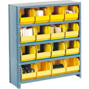 Steel Closed Shelving with 28 Yellow Plastic Stacking Bins 10 Shelves - 36x18x73