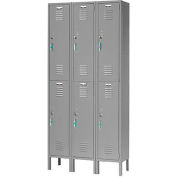 Capital® Locker Double Tier 12x15x36 6 Door Assembled Gray