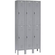 Paramount® Locker Double Tier 12x12x36 6 Door Assembled Gray