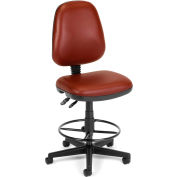 OFM Straton Series Armless Swivel Task Chair with Drafting Kit, Anti-Microbial Vinyl, Wine