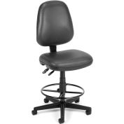 OFM Straton Series Armless Swivel Task Chair with Drafting Kit, Anti-Microbial Vinyl, Charcoal