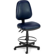 OFM Straton Series Armless Swivel Task Chair with Drafting Kit, Anti-Microbial Vinyl, Navy