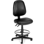 OFM Straton Series Model 119-VAM-DK Armless Swivel Task Chair with Drafting Kit, Vinyl, Black