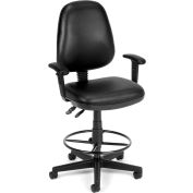 OFM Straton Series Swivel Task Chair with Arms and Drafting Kit, Anti-Microbial Vinyl, Black