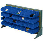 Global Industrial Louvered Bench Rack 36"W x 20"H - 22 of Blue Premium Stacking Bins