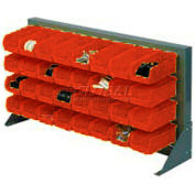 Global Industrial Louvered Bench Rack 36"W x 20"H - 22 of Red Premium Stacking Bins