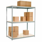 Global Industrial Wide Span Rack 96x36x84 3 Shelves Deck 1100 lb. Cap Per Level Gray