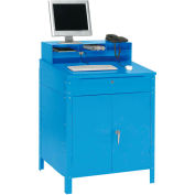 Global Industrial&#153; Cabinet Shop Desk w/ Pigeonhole Riser, 34-1/2&quot;W x 30&quot;D, Blue