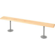 Global Industrial Locker Bench Hardwood Top w/Steel Tube Pedestals, Bolt Down 120 x 9-1/2 x 17