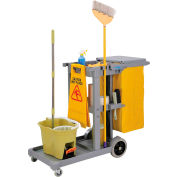 Global Industrial™ Janitor Cart Gray with 25 Gallon Vinyl Bag
