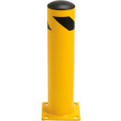 Global Industrial Steel Bollard Removable Plastic Cap & Chain Slots Existing Concrete 24x5-1/2