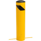 Global Industrial Steel Bollard W/Removable Plastic Cap & Chain Slots For Underground 24x5-1/2