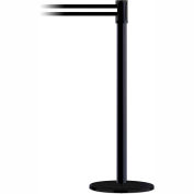 Tensabarrier Crowd Control, Queue Stanchion Post, Black W/ 13' Black/White Retractable Belt Barrier