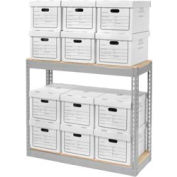 Global Industrial™ Record Storage With Boxes 42"W x 15"D x 36"H - Gray
