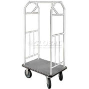 Glaro Bellman Hotel Cart 41x24 Satin Aluminum with Gray Carpet & Rubber Wheels