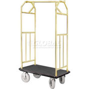 Glaro Bellman Hotel Cart 41x24 Satin Brass with Black Carpet & Pneu. Wheels