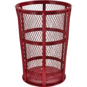 Global Industrial Outdoor Steel Mesh Corrosion Resistant Trash Can, 48 Gallon, Red