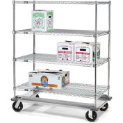 Nexel® E-Z Adjust Wire Shelf Truck with Dolly Base 48x24x61 1600 Lb. Cap.