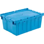 Global Industrial&#153; Plastic Attached Lid Shipping & Storage Container 21-7/8x15-1/4x9-11/16 Blue