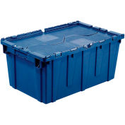 Global Industrial™ Plastic Shipping/Storage Tote W/ Attached Lid, 21-7/8"x"15-1/4"x12-7/8",Blue