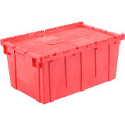 Global Industrial&#153; Plastic Shipping/Storage Tote W/Attached Lid, 27-3/16&quot;x16-5/8&quot;x12-1/2&quot;, Red
