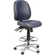 Interion® Antibacterial Stool - 8 Way Adjustable - Vinyl - Blue