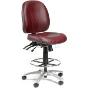 Interion® Antibacterial Stool - 8 Way Adjustable - Vinyl - Burgundy