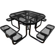 46" Octagonal Picnic Table Black Expanded Metal Surface Mount Style