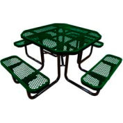 46" Octagonal Picnic Table Green Expanded Metal Surface Mount Style