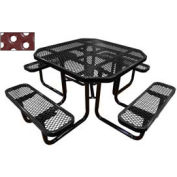 46" Octagonal Picnic Table Black Perforated Metal Surface Mount Style