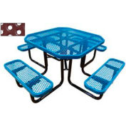 46" Octagonal Picnic Table Blue Perforated Metal Surface Mount Style