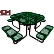 46" Octagonal Picnic Table Green Perforated Metal Surface Mount Style