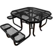 46" Octagonal Picnic Table (Ada) Black Expanded Metal Surface Mount Style