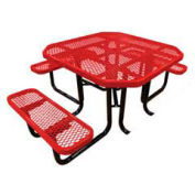 46" Octagonal Picnic Table (Ada) Red Expanded Metal Surface Mount Style