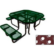 46" Octagonal Picnic Table (Ada) Green Perforated Metal Surface Mount Style