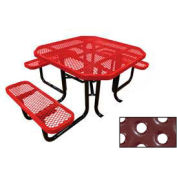 46" Octagonal Picnic Table (Ada) Red Perforated Metal Surface Mount Style
