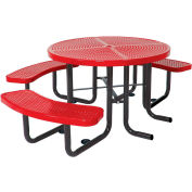 46" Round Picnic Table (Ada) Red Perforated Metal Surface Mount Style