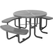 46" Round Picnic Table (Ada)Gray Perforated Metal Surface Mount Style