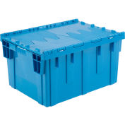 Global Industrial Plastic Attached Lid Shipping & Storage Container 28-1/8x20-3/4x15-5/8 Blue