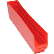 Plastic Nesting Storage Shelf Bin QSB205 4-1/8"W x 23-5/8"D x 6"H Red - Pkg Qty 16