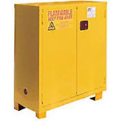 Global Industrial Flammable Cabinet W/Legs, Manual Close Double Door, 28 Gal., 34"Wx18"Dx48"H
